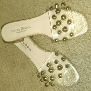 Pedro Anton Gold Ball Slide Sandals